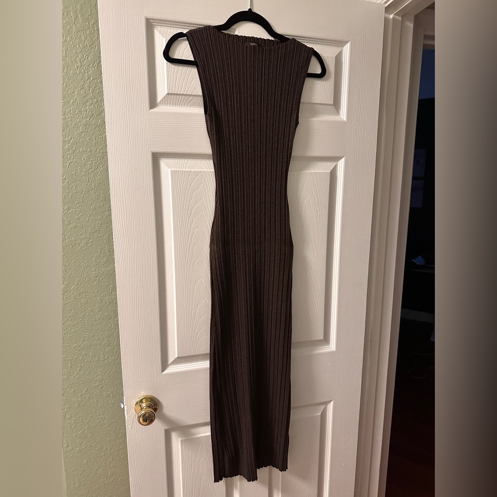 Quince Cotton Cashmere Ribbed Sleeveless Midi Dress - Small